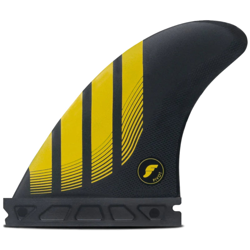 Load image into Gallery viewer, Futures Fins P4 Alpha Tri Fin Set - Small - Carbon/Yellow
