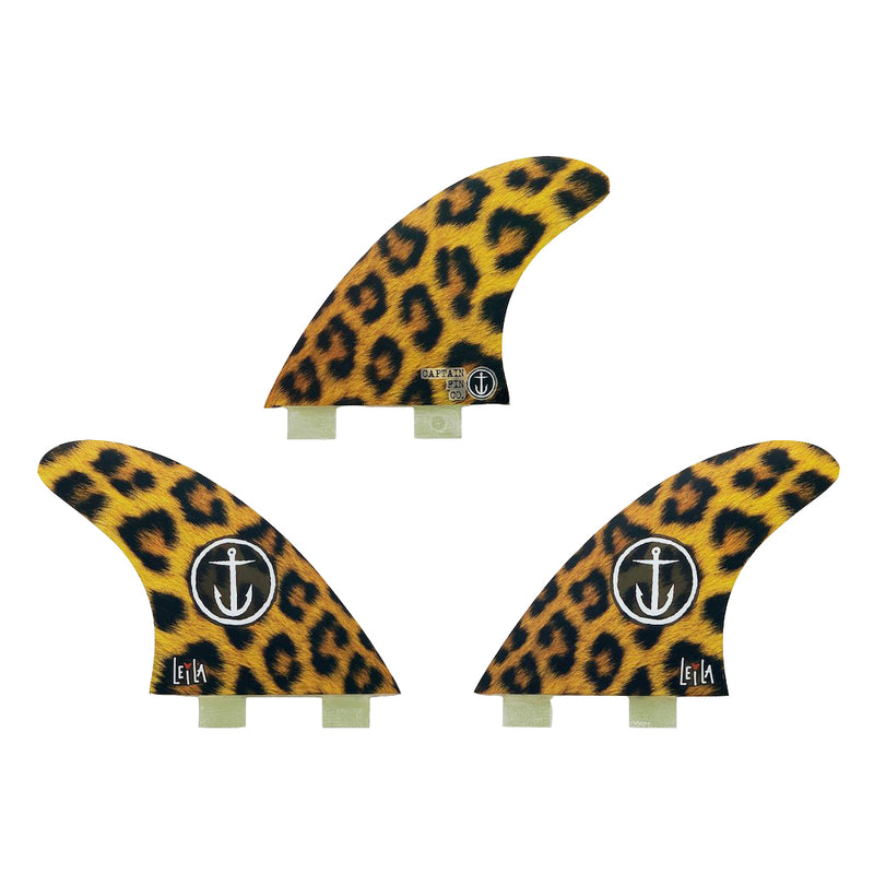 Load image into Gallery viewer, Captain Fin Co. Leila Hurst FCS Compatible Tri Fin Set - Small - Cheetah
