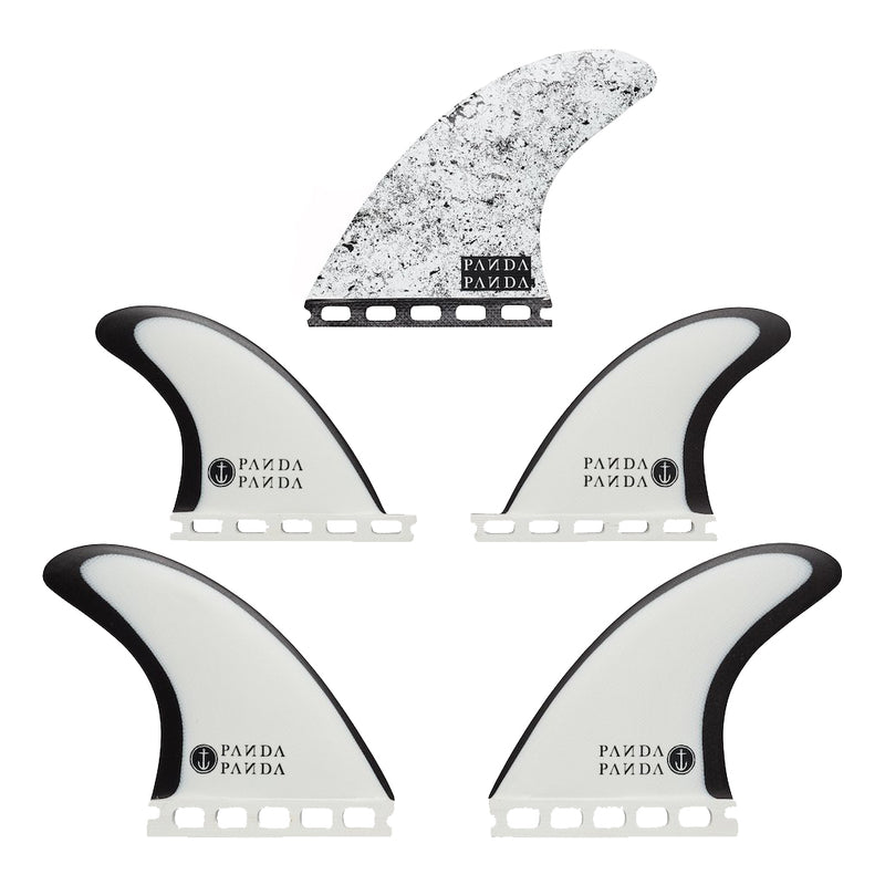 Load image into Gallery viewer, Captain Fin Co. Panda Futures Compatible Tri-Quad Fin Set - Medium - Black/White
