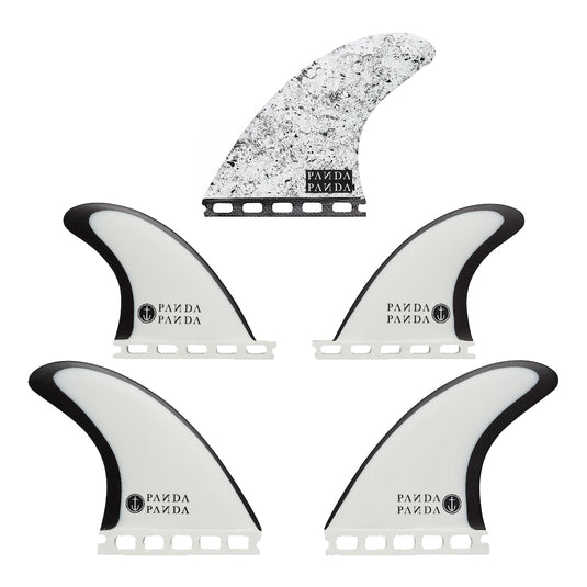 Captain Fin Co. Panda Futures Compatible Tri-Quad Fin Set - Medium - Black/White