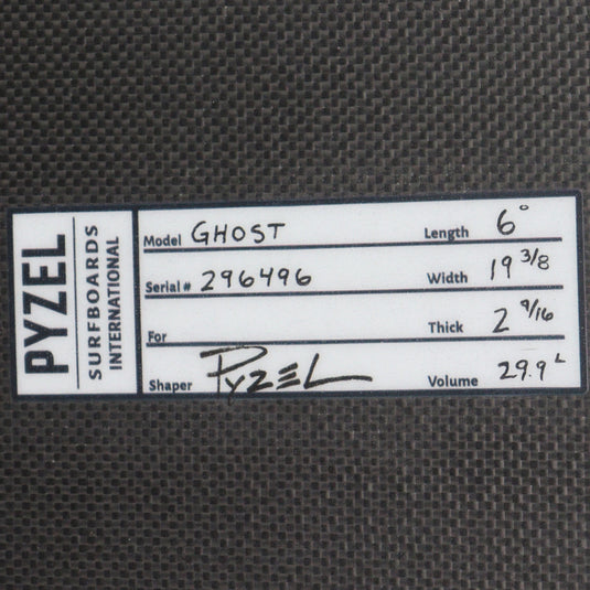 Pyzel The Ghost Dark Arts 6'0 x 19 ⅜ x 2 9/16 Surfboard