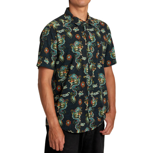 RVCA Neon Dragon Short Sleeve Button-Up Shirt