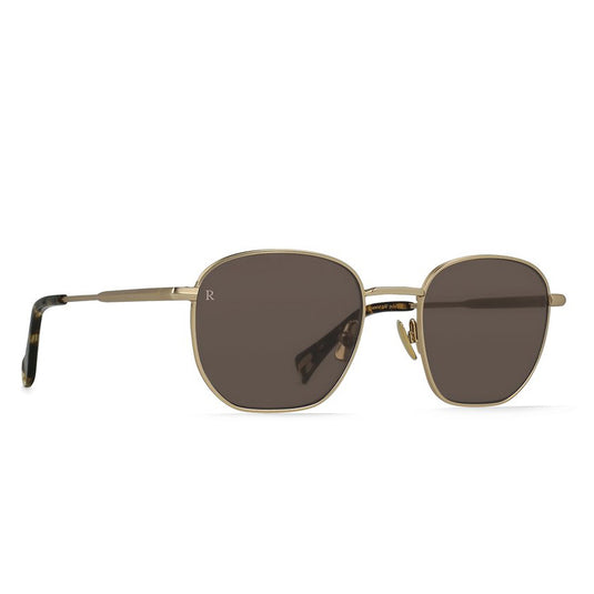 Raen Alameda Polarized Sunglasses - Satin Japanese Gold + Brindle Tortoise/Smoke Brown - Side Angle