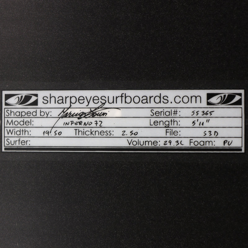 Load image into Gallery viewer, Sharp Eye Inferno 72 5&#39;11 x 19 ½ x 2 ½ Surfboard • REPAIRED
