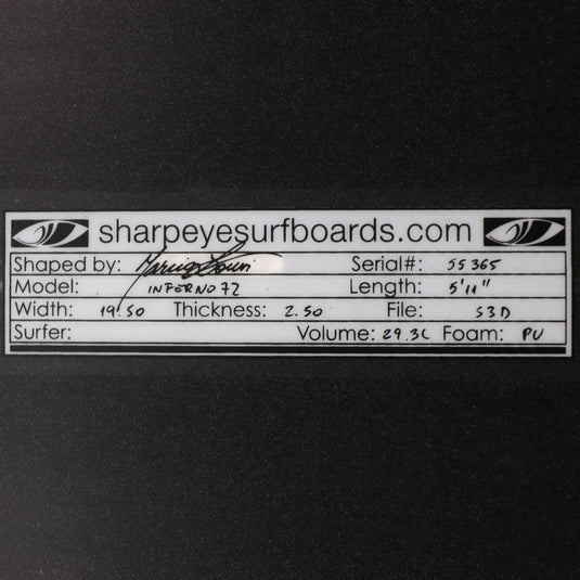 Sharp Eye Inferno 72 5'11 x 19 ½ x 2 ½ Surfboard • REPAIRED