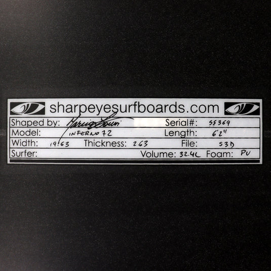 Sharp Eye Inferno 72 6'2 x 19 ⅝ x 2 ⅝ Surfboard