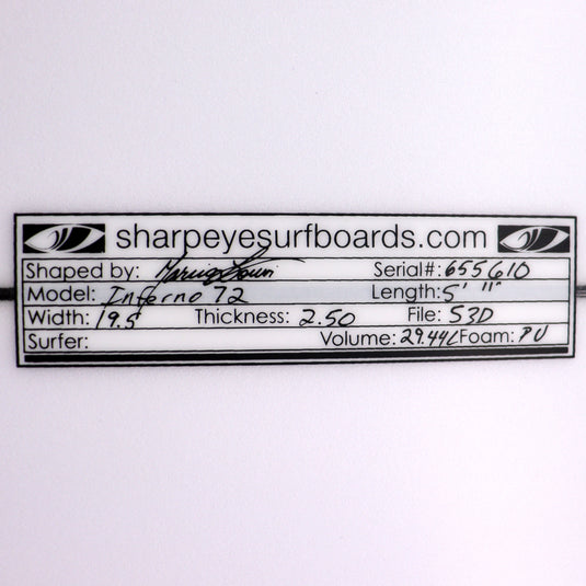 Sharp Eye Inferno 72 5'11 x 19 ½ x 2 ½ Surfboard