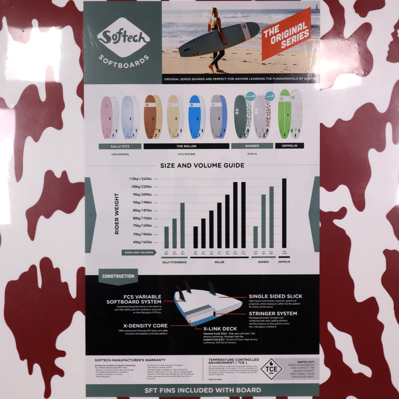 Load image into Gallery viewer, Softech Bomber 6&#39;4 x 21 x 3 Soft Surfboard - Smoke Green/White
