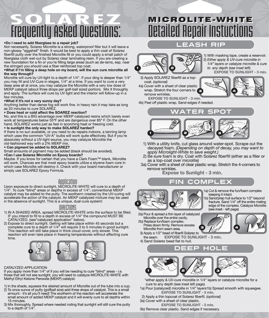 Solarez Microlite Poly Repair - Directions