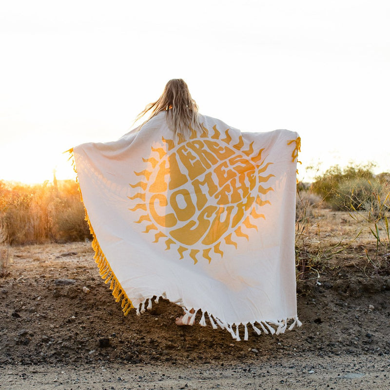 Load image into Gallery viewer, Slowtide Here Comes The Sun Tapestry Throw Blanket
