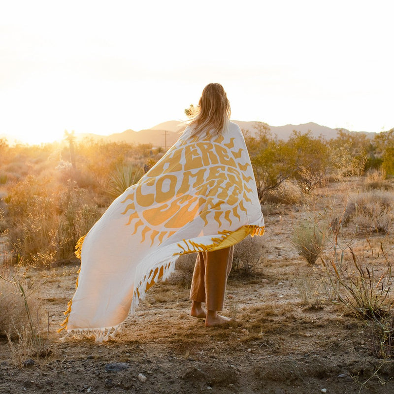 Load image into Gallery viewer, Slowtide Here Comes The Sun Tapestry Throw Blanket
