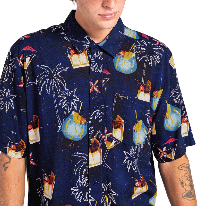 Load image into Gallery viewer, Volcom Cosmic Vaca Button Down Short Sleeve Shirt
