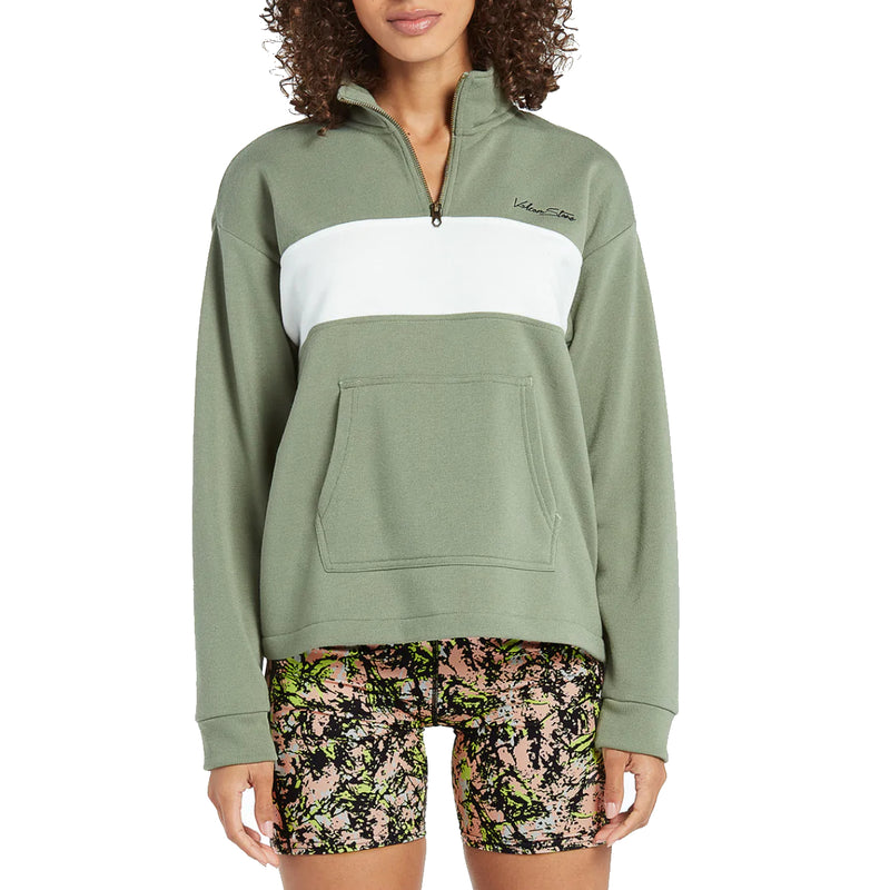 Load image into Gallery viewer, Volcom Women&#39;s Stone Stacked Mock Neck Pullover Sweatshirt
